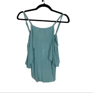 LA Made Ruffle Trim Open Back Tank Green Size Small